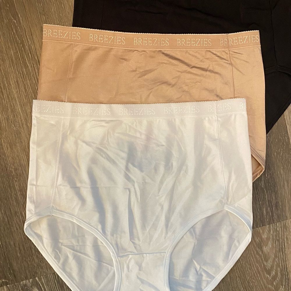 Breezies 3 Pk Microfiber Panties Nylon Sz Med